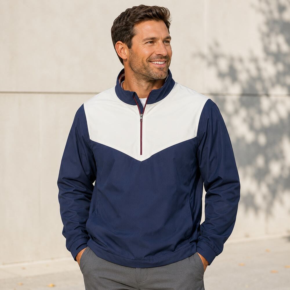 Rhone Mens L Sideline Quarter Zip Pullover Jacket Navy Golf Athletic Performance